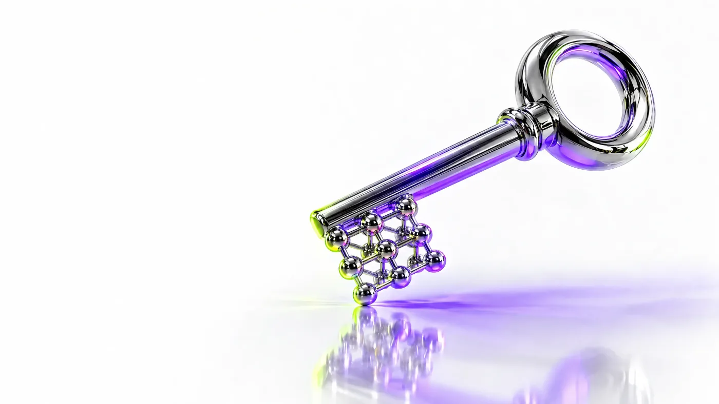 A chrome key whose bit is a lattice of polished spheres
